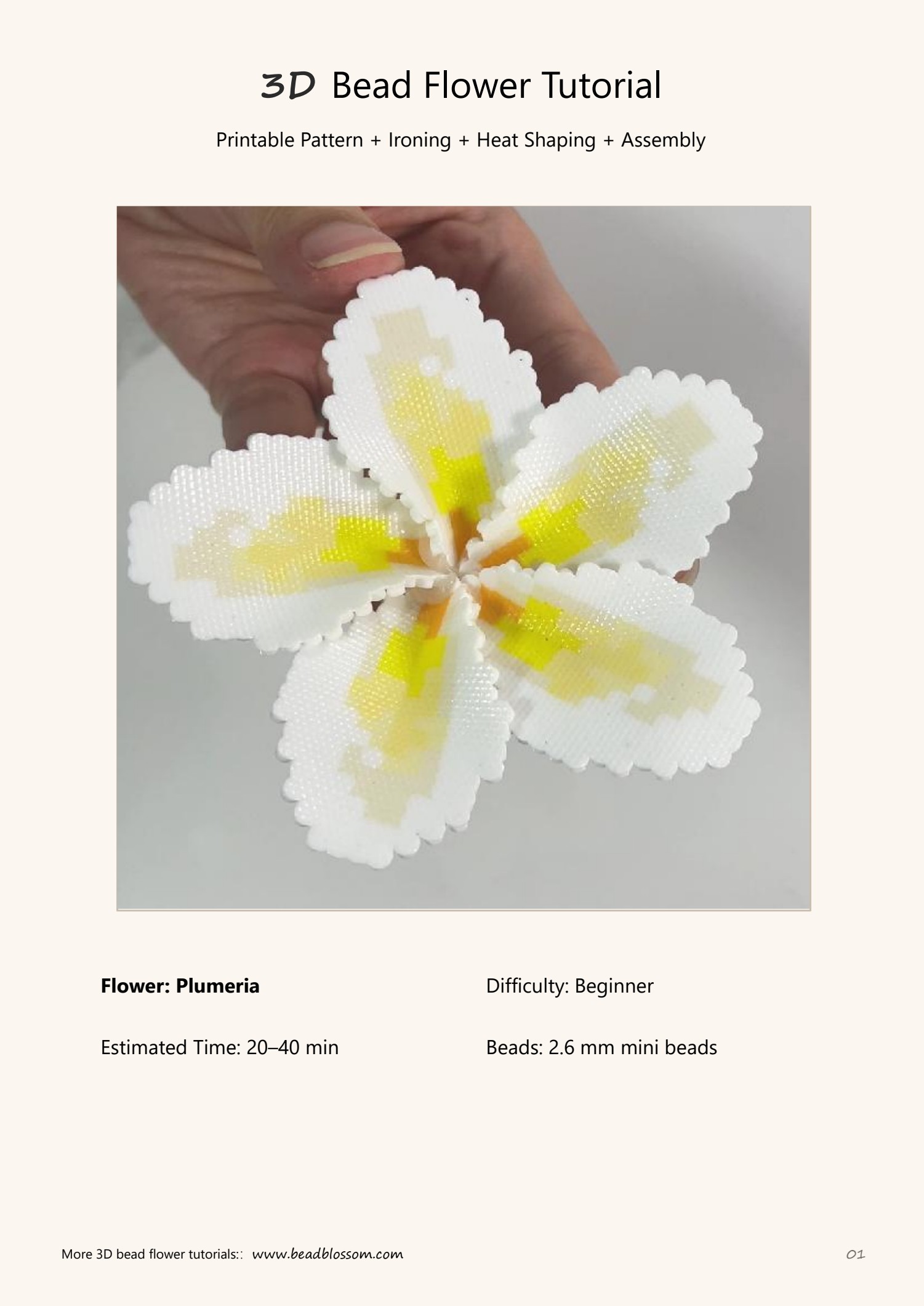 Cover of the Bead Blossom 3D plumeria fuse bead tutorial